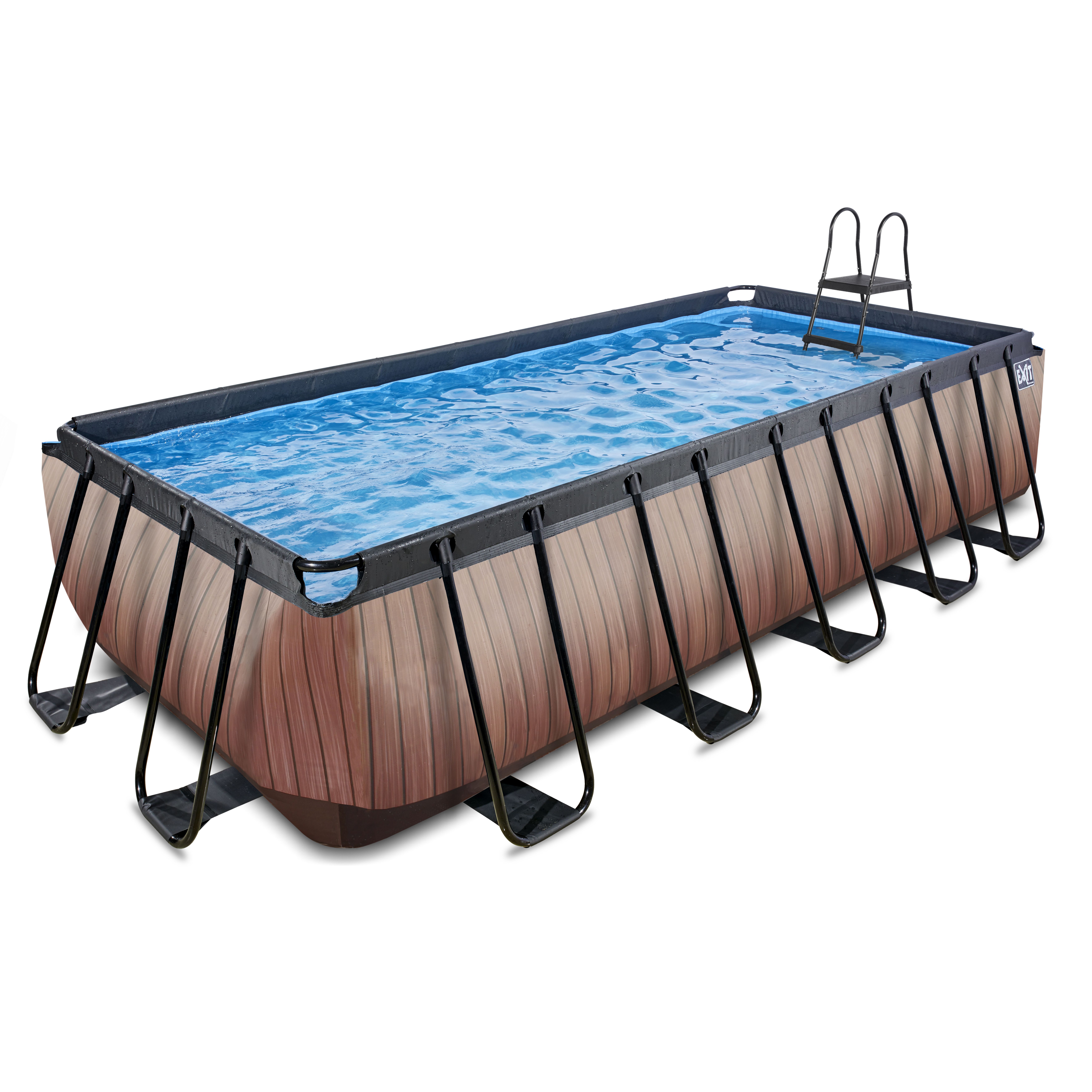 EXIT Wood zwembad - 540x250x122cm - bruin - met filterpomp