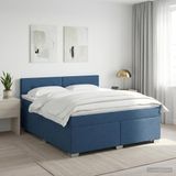 vidaXL Boxspringbed met matras met hoofdeinde Blauw 180 x 200 cm Stof