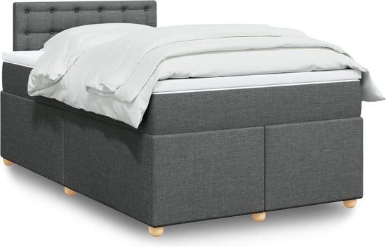 vidaXL Boxspring met matras stof donkergrijs 120x200 cm