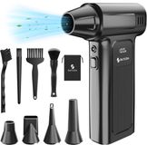 Siltcon® Air Duster Draadloos PRO - Oplaadbaar 6500 mAh - 150.000 RPM - Perslucht - Luchtblazer - Compressed Air - Turbo Fan - 5 Mondstukken - Opberghoes - LED-display - 4 Standen - O.a. Auto, Luchtbed, Bladeren en Sneeuw