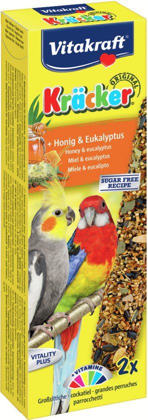 VITAKRAFT Valkparkiet Kracker - Honing - 2 in 1 - Vogelvoer