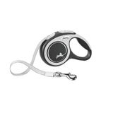 FLEXI New Comfort intrekbare hondenriem (tape), ergonomische, duurzame en klitvrije wandelriem voor honden tot 25 pond, 3 m, extra klein, grijs/zwart