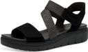 Tamaris - Dames - Plateau Sandalen - Zwart - Maat 39