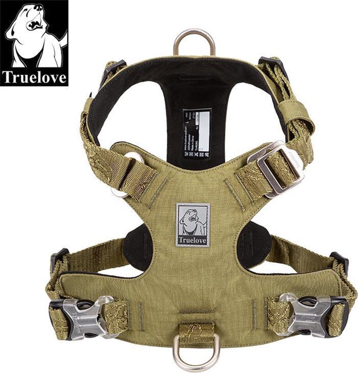 True Love Treulove honden tuig - Honden harnas - Tuigje - Harnas - Leger groen – XS