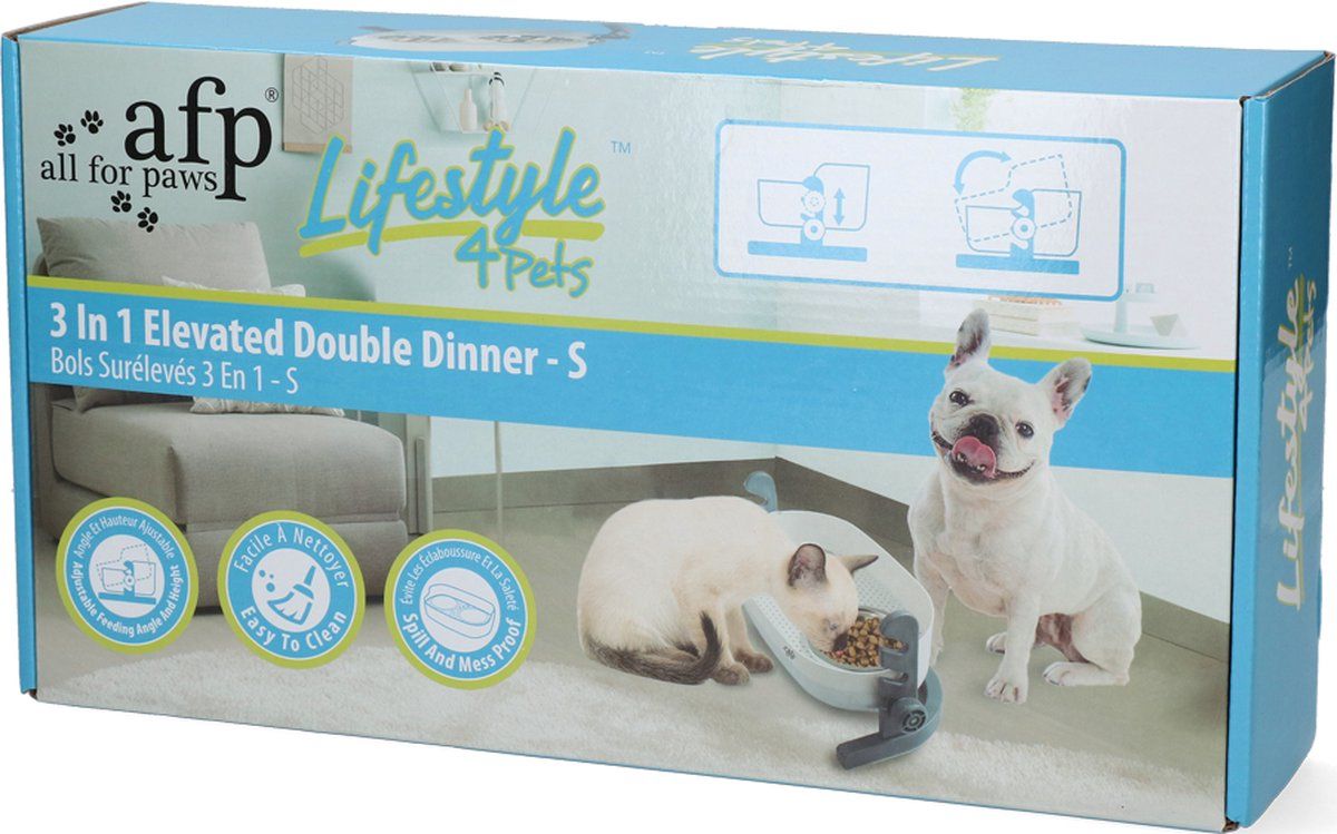 AFP Lifestyle 4 Pet - 3 In 1 Elevated Double Dinner - S - Zwart/Grijs