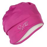 Fashy Stoffen badmuts voor dames met strass-steentjes, roze