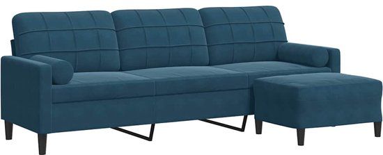 vidaXL Driezitsbank met voetenbank 210 cm fluweel blauw
