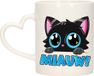 Bellatio decorations Koffie/Thee Mok - Poes/Kat - Miauw - Blauw - Hartjes Oor - Keramiek