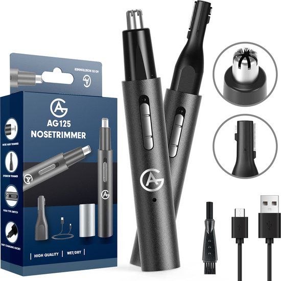 AG AG125 Neustrimmer Mannen - Vrouwen - Oplaadbaar - Oortrimmer - Dames - Wenkbrauwtrimmer - Multifunctioneel Professioneel 3 in 1 Trimmer - Neushaartrimmers