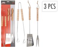 BBQ BBQ Gereedschap 3-delig Hout/RVS