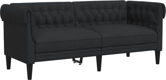 vidaXL Tweezitsbank Chesterfield-stijl stof zwart