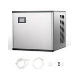 VEVOR Machine à glaçons Capacité 136 kg/24 h, Appareil de préparation de glaçons avec fonction autonettoyage, en acier inoxydable, avec panneau de commande intelligent, pour cuisine bar bureau maison