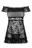 Obsessive - Flores Chemise & Thong Black L/XL
