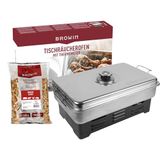 Browin 330010 rookoven voor balkon, roestvrij, mobiel – met keukenthermometer en rookchips, 11 x 43,5 x 27,5 cm, grijs