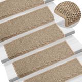 vidaXL - Trapmatten - zelfklevend - 15 - st - sisal-look - 65x21x4 - cm - donkerbeige