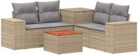 vidaXL Bankstel 2 zitplaatsen Beige en Lichtgrijs Polyrattan en Staal