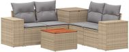 vidaXL Bankstel 2 zitplaatsen Beige en Lichtgrijs Polyrattan en Staal