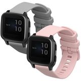 kwmobile 2x horlogebandjes geschikt voor Garmin Venu Sq 2 Music / Sq 2 / Vivoactive 6 / Vivoactive 5 bandje - Smartwatch bandjes van TPU - Activity tracker horloge band in grijs / oudroze