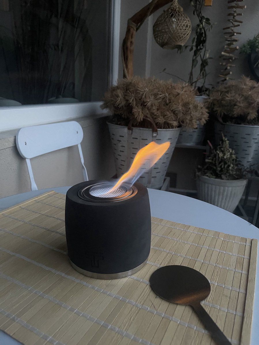 Double T Concept Round Beton Antraciet Bio Ethanol Sfeerhaard - 12x12x10cm