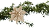 Cosy and Trendy décoration de sapin de Noël fleur sur clip - champagne - 18 cm - paillettes