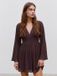 Vero Moda VMDORA Jurk Kort Lange Mouw V-hals Effen Chocolate Torte 1 M