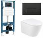 QeramiQ Dely Toiletset - inbouwreservoir Qeramiq Flush - 35mm zitting - metaal mat zwarte bedieningsplaat - rechthoekige knoppen - mat wit