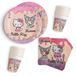 Procos - Hello Kitty & Kuromi verjaardagsdecoratie, 52 stuks, papieren borden, bekers en servetten voor kinderfeestjes, feesttafelgerei