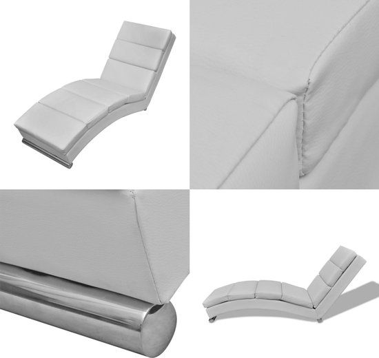 vidaXL Chaise longue kunstleer wit