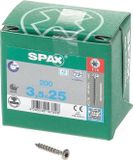 Spax Spaanplaatschroef lenskop RVS T-Star T15 3.5x25mm (per 200 stuks)