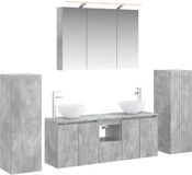 vidaXL Badkamermeubelset 6 st Betongrijs Bewerkt hout en glas