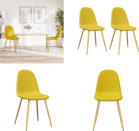 vidaXL Eetkamerstoelen 2 stuks fluweel mosterdgeel