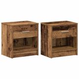 vidaXL Nachtkastjes 2 st met lade 39x28x41 cm oud houtkleurig