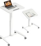 Homcom Staand Bureau - MDF, Staal - 60,5L x 52B x 75-114H cm - Wit