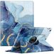 Fintie iPad 10.2 inch 9e/8e/7e generatie hoes met pencil houder, 360 graden rotatie stand, automatische slaap-waak functie, Z-Marmer Blauw/Goud