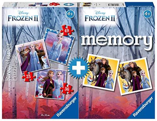 Ravensburger 20673 5 multipack Memory en puzzel van Frozen 2, puzzel en spel voor kinderen, aanbevolen leeftijd 4+