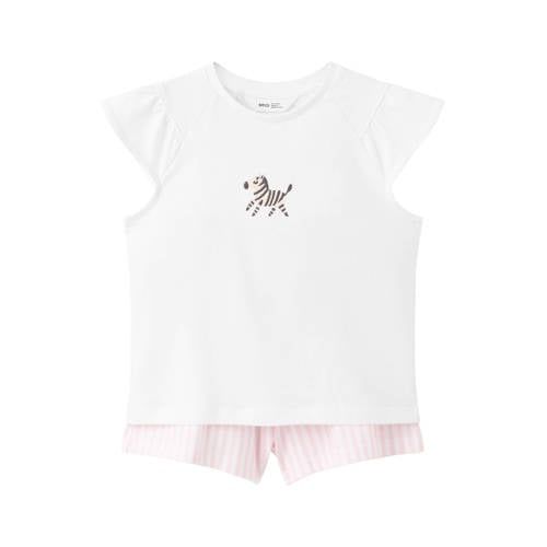 Mango Kids shortama wit/roze
