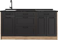 Vicco R-Line Keukenblok, Antraciet landelijk/Goudkleurig Eiken, 160 cm