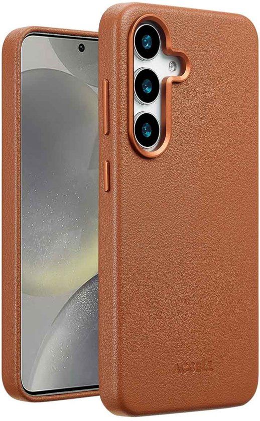 Accezz Hoesje - Geschikt voor Samsung Galaxy S25 - met Magnetische Ring Leather Backcover - Sienna Brown