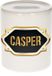 Bellatio Decorations Shoppartners Bv Spaarpot met voornaam Casper - wit - met goud/zwart embleem - 8 x 9 cm - keramiek - met afsluitdop - cadeau verjaardag