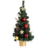 COM-FOUR Decoratieve Kerstboom met Ballen - 60 cm Rood/Goud