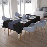 Bonamaison Tafelkleed, Anti-Mold, Sneldrogend, Waterdicht, 100% Polyester Tafellaken, rood Zwart, 140 x 200 Cm