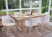 Mendler Set van 6 eetkamerstoelen HWC-D71, stoel voor de keuken, retro design, met armleuningen, stof/textiel, lichtgrijs-grijs