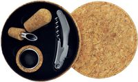 Fackelmann Cadeau set accessoires voor wijnfles 3-delig met kurken doos
