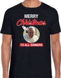 Bellatio Decorations Paus Franciscus Merry Christmas sinners fout Kerst shirt - zwart - heren - Kerst t-shirt / Kerst outfit XL