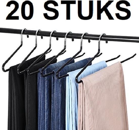 Songmics 20 STUKS Sterke Anti Slip Metalen Broeken Hangers Broek Kleerhangers Kledinghangers met Haak Broekhangers Kleur: Zwart