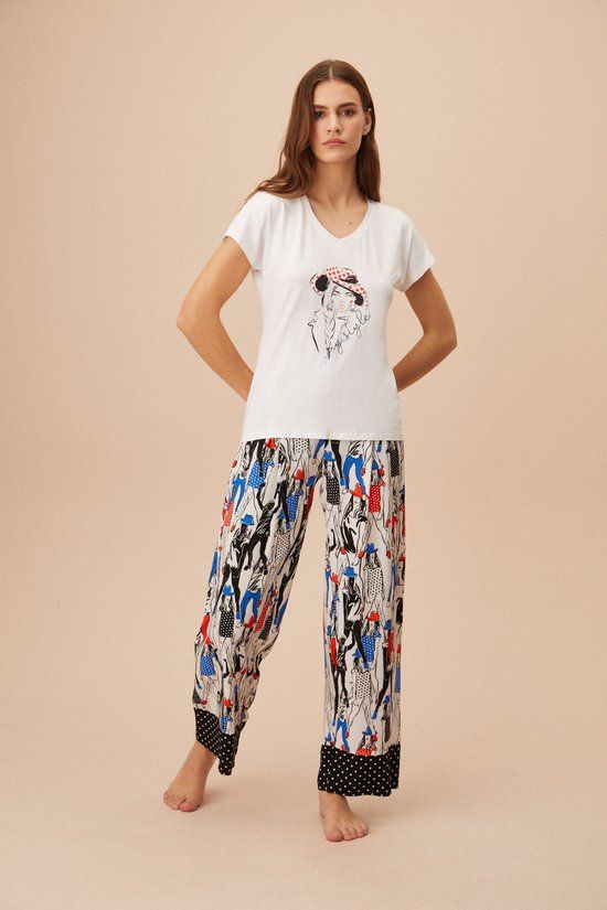 Merkloos / Sans marque Suwen Women's Pajama Set - Black Print - Size L