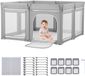 VEVOR Babybox, 200 x 178 cm, Peuterbox, Opvouwbare Speeltuin met Ritsdeur en Zacht Ademend Gaas, Veilig Activiteitencentrum voor Binnen- en Buitengebruik