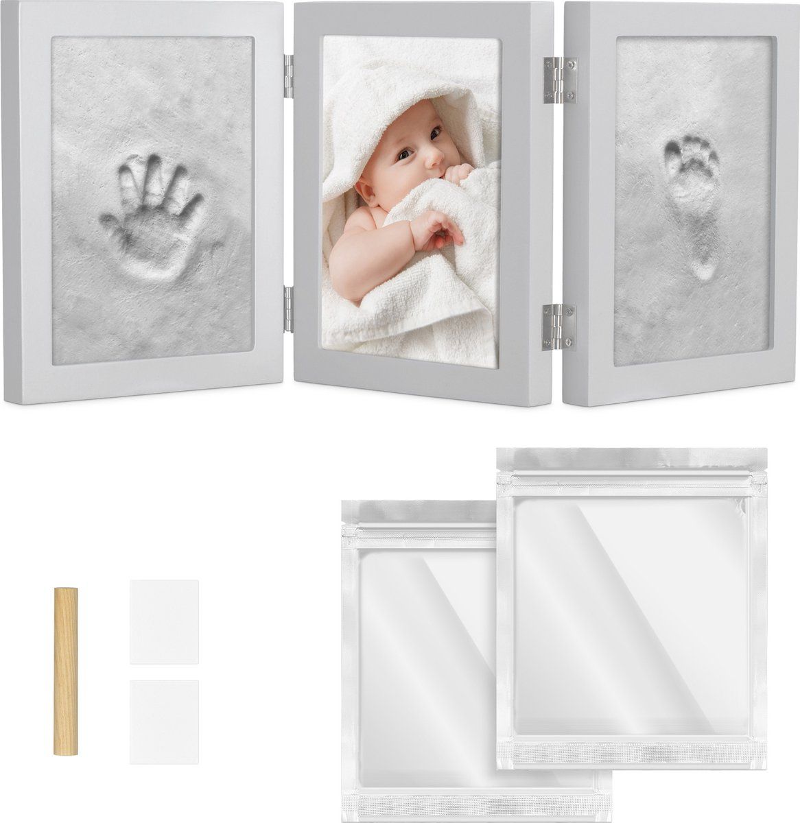 Navaris Handafdruk en Voetafdruk Kit - Baby Hand- en Voetafdrukken Set met Frame en Klei - Ideaal Cadeau voor Pasgeborenen