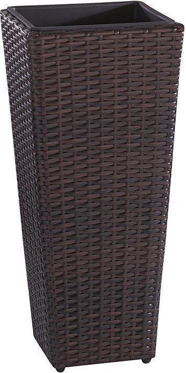 Gartenfreude Plantenbak - 28x28x60cm - bruin bicolour - wicker - met kunststof inzetpot