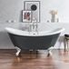 Hudson Reed Baignoire îlot autoportante avec deux dossiers Classique 175cm x 73cm - Dark Charcoal (Gris), avec pieds de baignoire blancs | Oxford